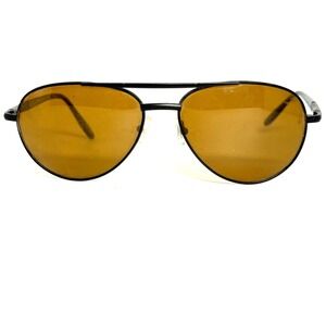 Merona Adventurer 1 FTG Aviator Sunglasses Black Frame Amber Lens H00107